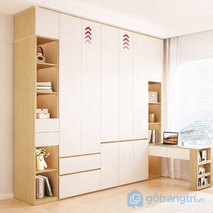 2 tủ quần áo kết hợp bàn làm việc