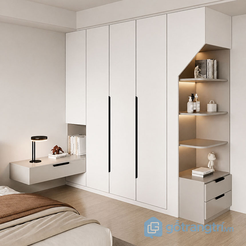 Tủ quần áo kết hợp kệ trang trí phòng ngủ GHS-55170