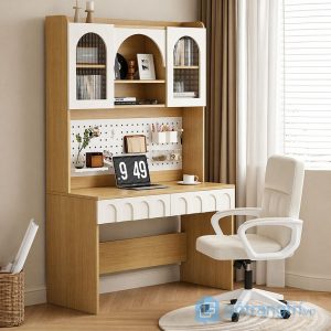 3 bàn học liền giá sách hiện đại