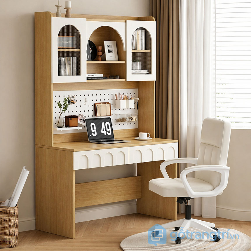 Bàn học liền giá sách hiện đại