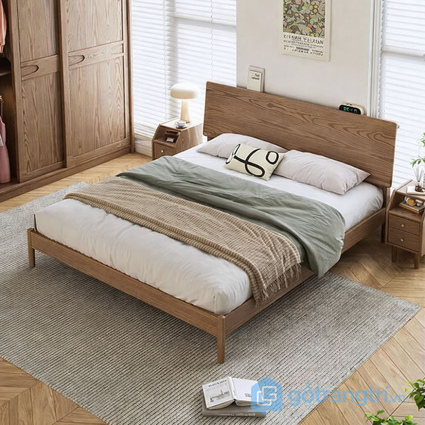 Giường ngủ hiện đại có kệ đầu giường GHS-9434