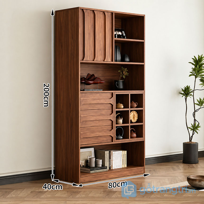 Kệ sách kết hợp tủ trang trí phòng khách
