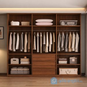 3 tủ quần áo gỗ 2 màu trắng nâu hiện đại