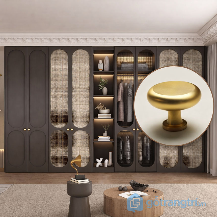 Tủ quần áo gỗ mdf cánh mây đan