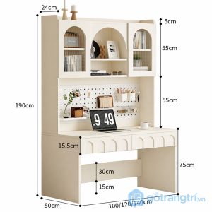 4 bàn học liền giá sách hiện đại