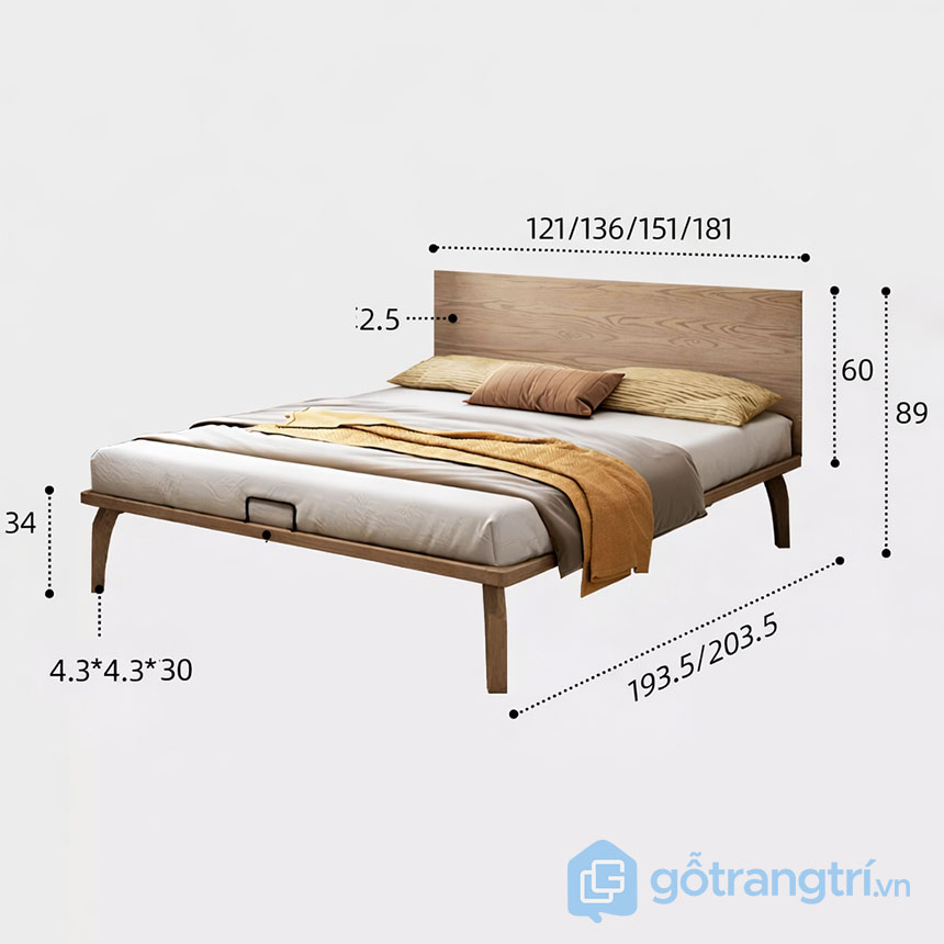 Giường ngủ dạng phản gỗ hiện đại GHS-9435