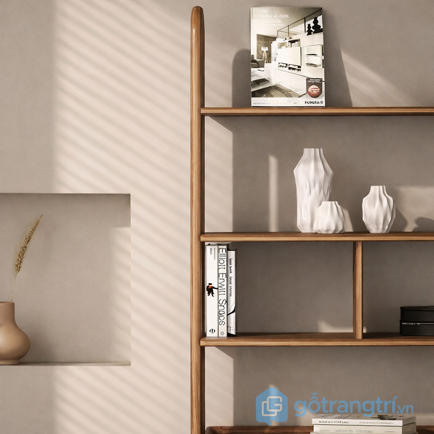 Kệ sách gỗ trang trí phòng khách hiện đại GHS-2675