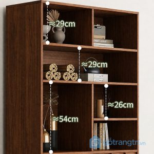 4 kệ sách kết hợp tủ trang trí phòng khách