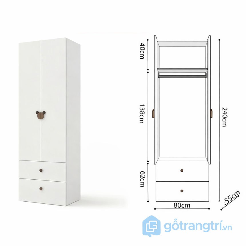 Tủ quần áo có kệ trang trí hiện đại GHS-55155