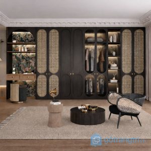 4 tủ quần áo gỗ mdf cánh mây đan