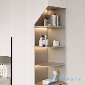 4 tủ quần áo kết hợp kệ trang trí phòng ngủ