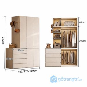 4 tủ quần áo phối màu trắng gỗ hiện đại