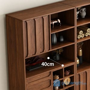 5 kệ sách kết hợp tủ trang trí phòng khách