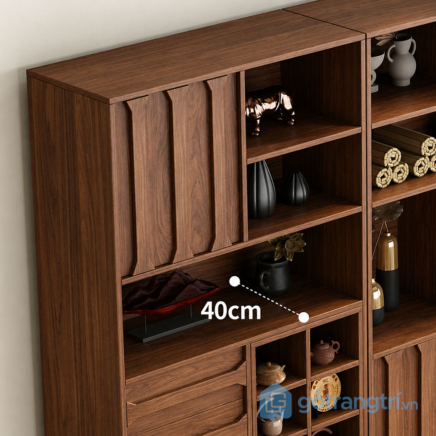 Kệ sách kết hợp tủ trang trí phòng khách