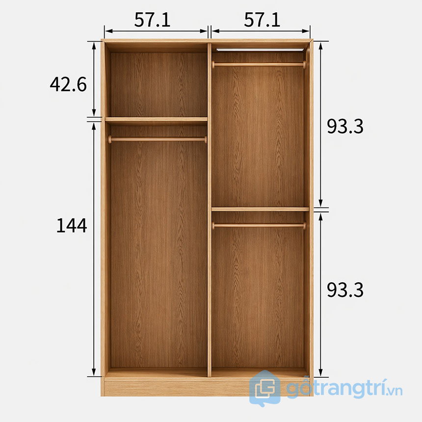 Tủ quần áo cánh lùa nhiều ngăn GHS-55162