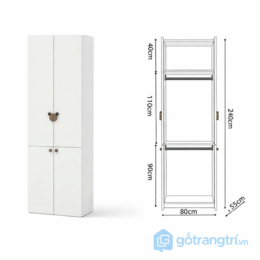 Tủ quần áo có kệ trang trí hiện đại GHS-55155