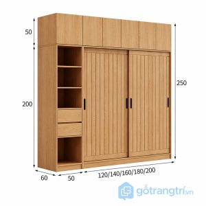 5 tủ quần áo cửa lùa màu gỗ tự nhiên