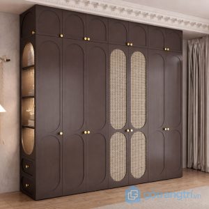 5 tủ quần áo gỗ mdf cánh mây đan