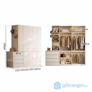 5 tủ quần áo phối màu trắng gỗ hiện đại