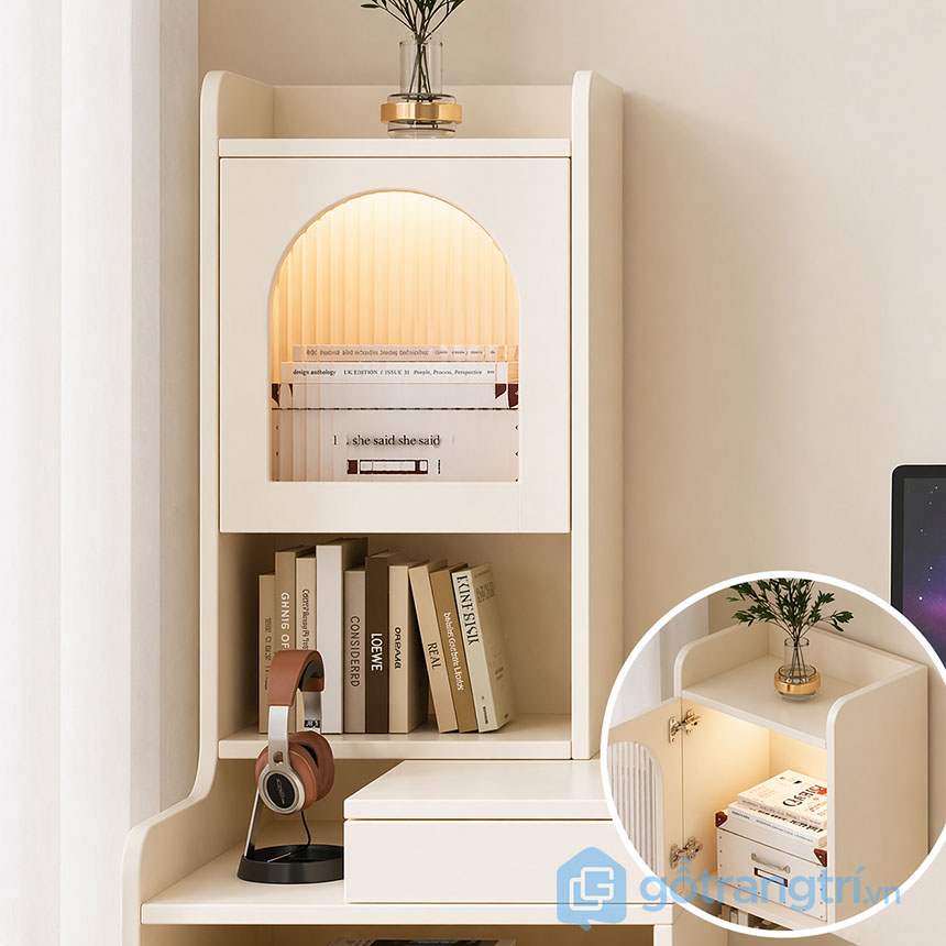 Bàn làm việc liền tủ cho phòng nhỏ