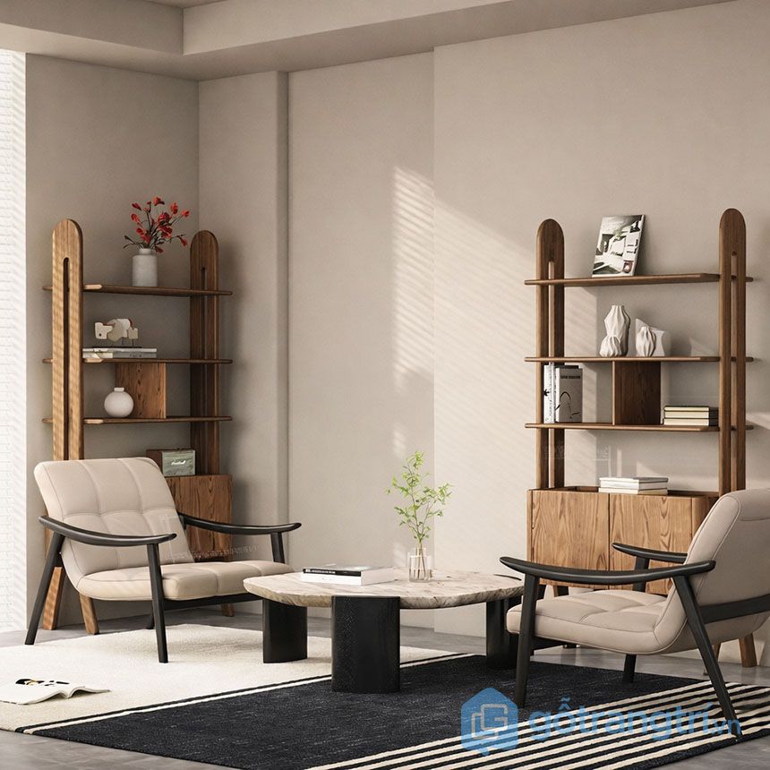 Kệ sách gỗ trang trí phòng khách hiện đại GHS-2675