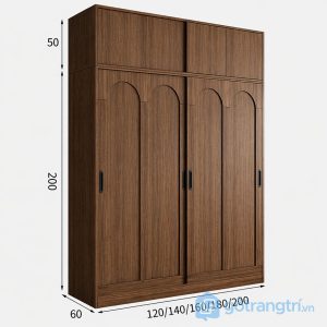 6 tủ quần áo cánh lùa vòm cong