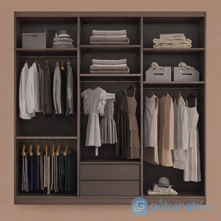 Tủ quần áo gỗ mdf cánh mây đan