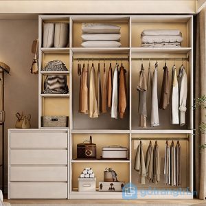 6 tủ quần áo phối màu trắng gỗ hiện đại