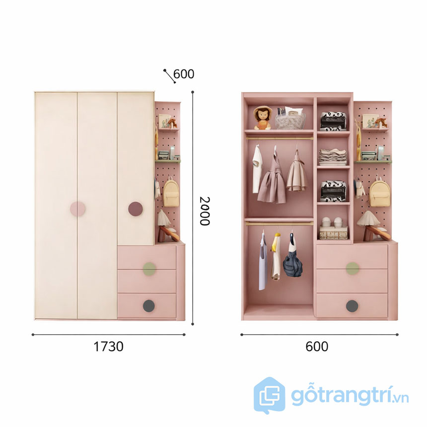 Tủ quần áo trẻ em dễ thương