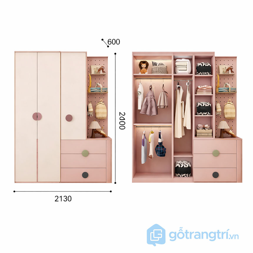 Tủ quần áo trẻ em dễ thương