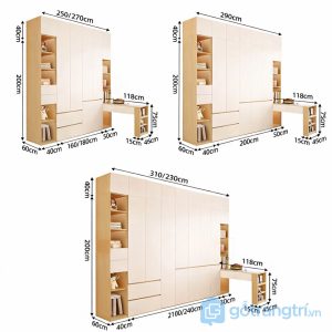 9 tủ quần áo kết hợp bàn làm việc