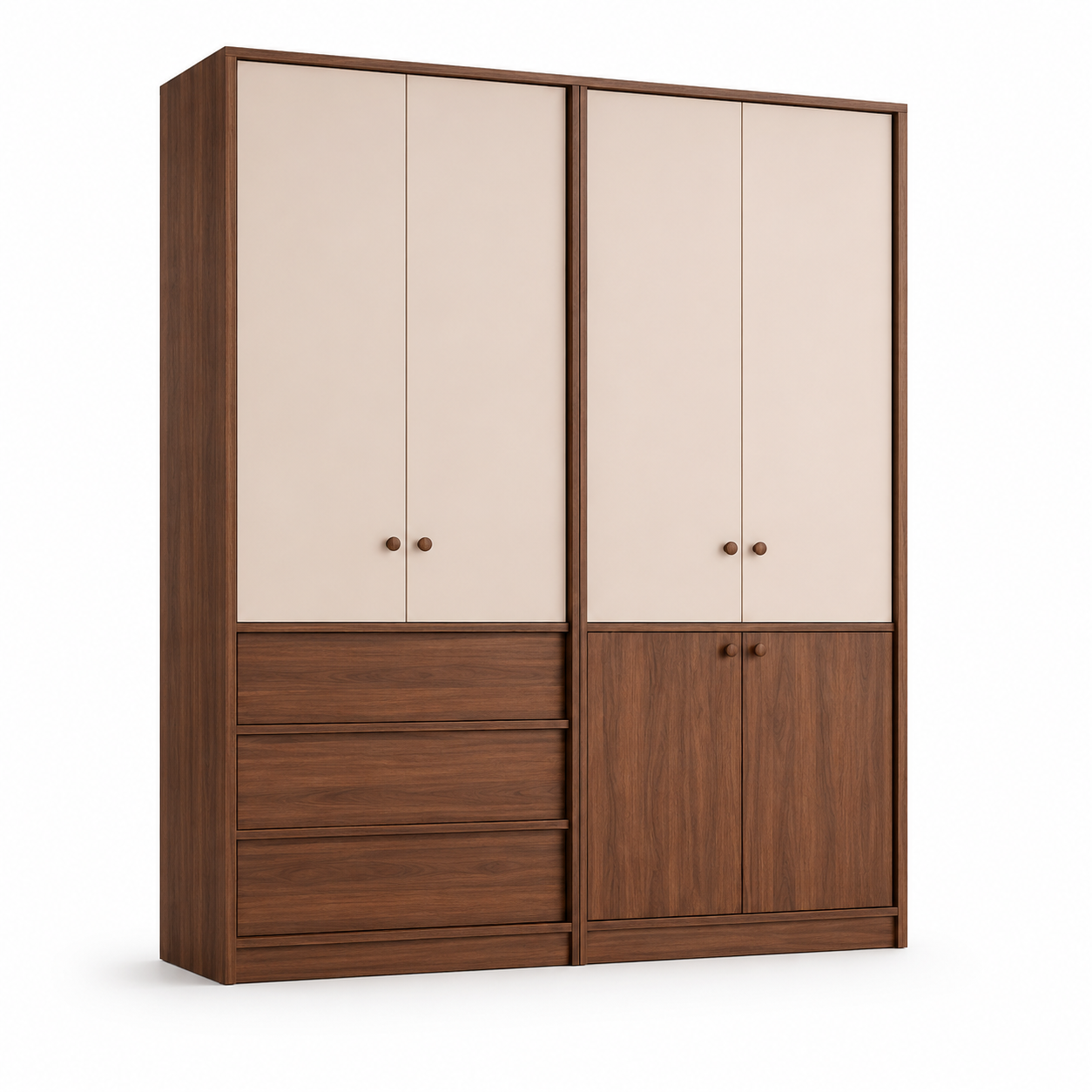 Tủ quần áo gỗ 2 màu trắng nâu hiện đại GHS-55169