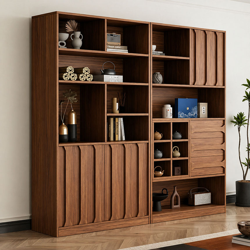 Kệ sách kết hợp tủ trang trí phòng khách