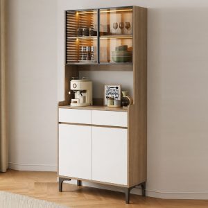 Tủ bếp có kính trưng bày đẹp