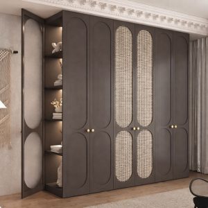Tủ quần áo gỗ mdf cánh mây đan
