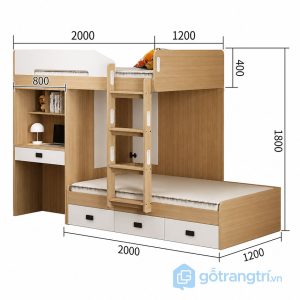 1 giường tầng có bàn học