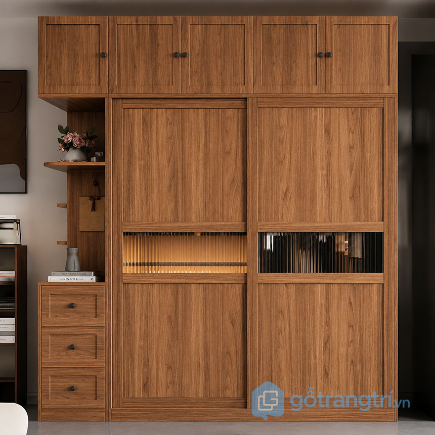 Tủ Quần Áo Cửa Lùa Kệ Trang Trí GHS-55190