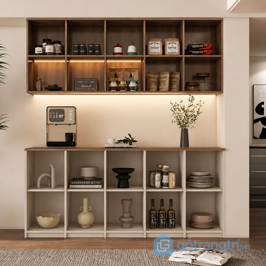 Tủ đựng đồ nhà bếp đẹp hiện đại