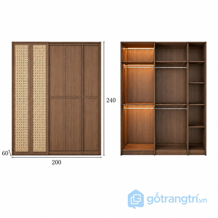 Tủ Quần Áo Cánh Mây Hiện Đại GHS-55176