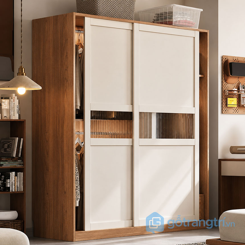 Tủ Quần Áo Cửa Lùa Kệ Trang Trí GHS-55190