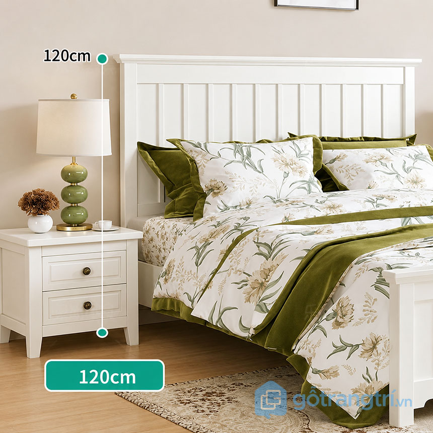 Giường Ngủ Gỗ Màu Trắng GHS-9444 Hiện Đại