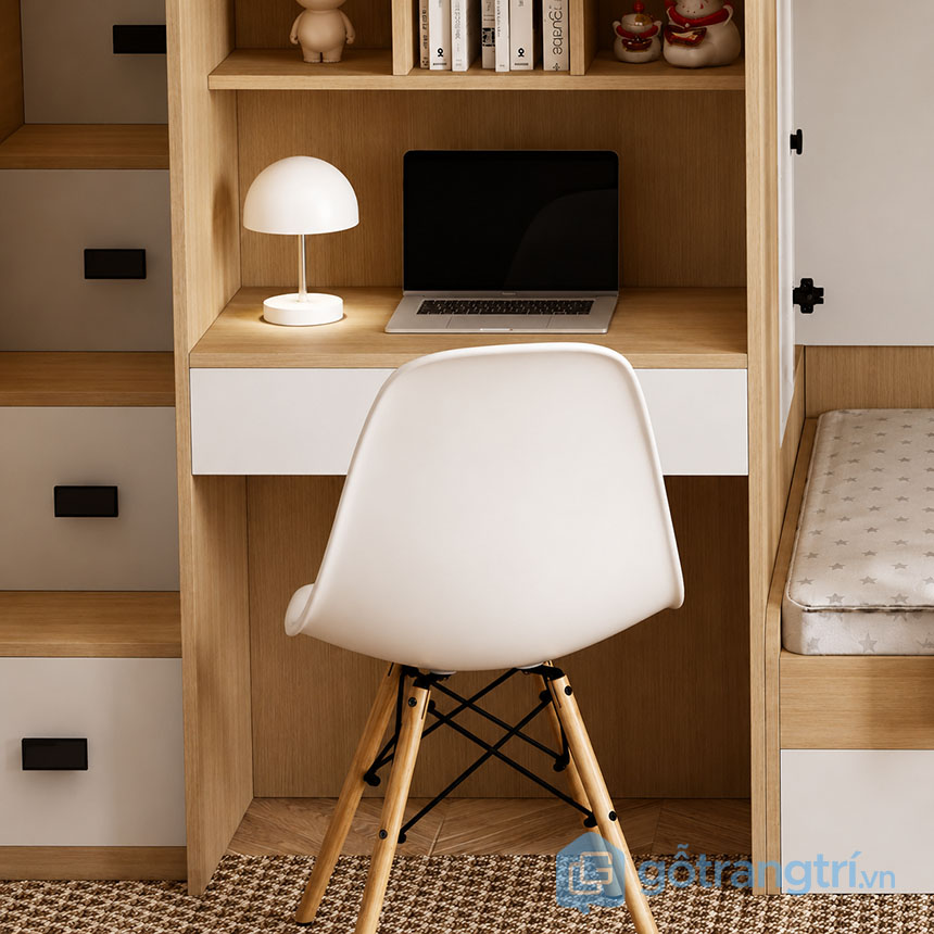 Giường Tầng Có Bàn Học GHS-9443 Hiện Đại