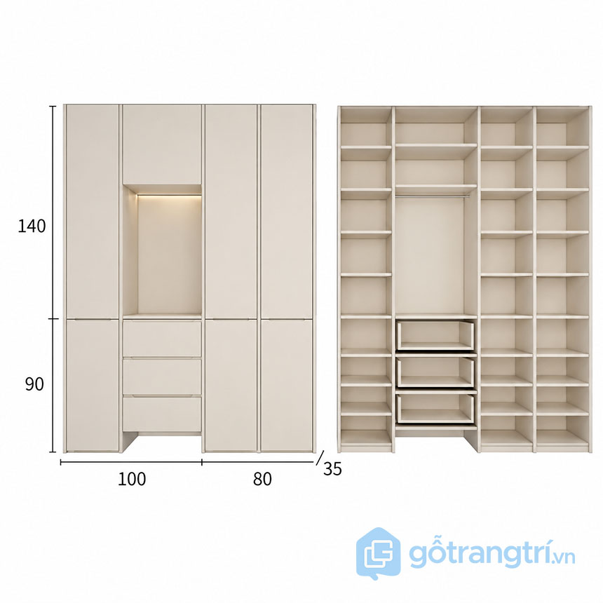 Tủ Giày Kết Hợp Tủ Trang Trí GHS-55192