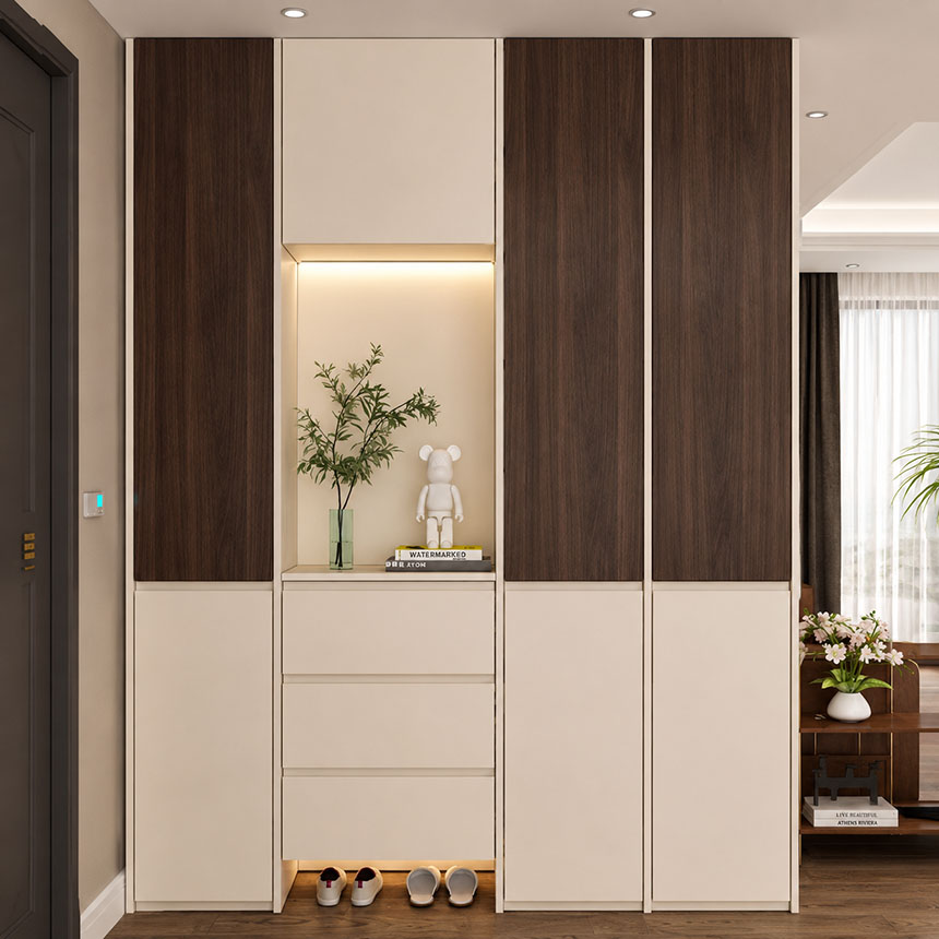 avar tủ giày kết hợp tủ trang trí
