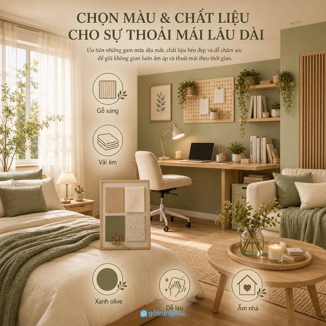 Màu sắc và vật liệu nên chọn theo cảm giác sống lâu dài
