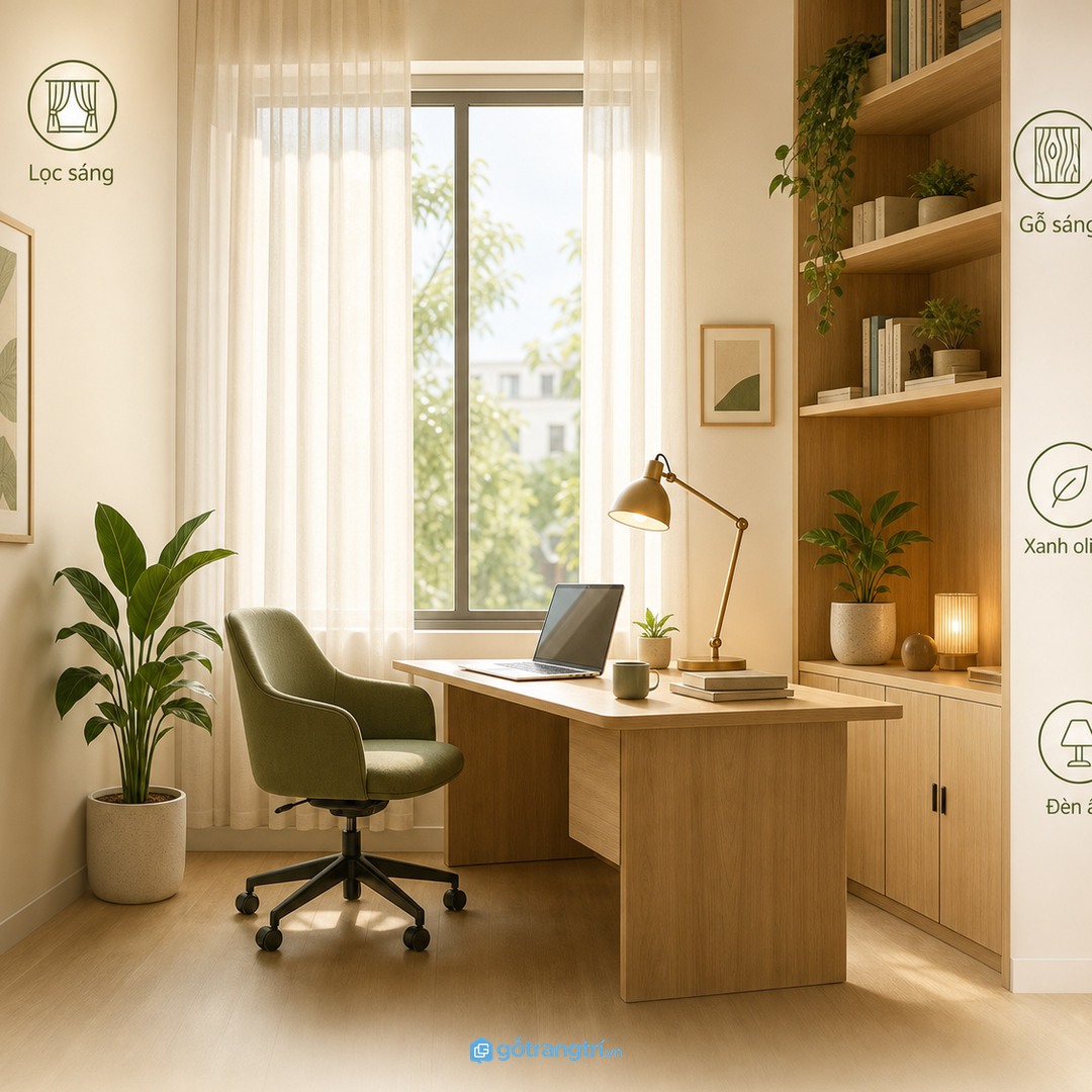 Ánh sáng, màu sắc và vật liệu giúp văn phòng nhỏ dễ chịu hơn khi làm việc lâu