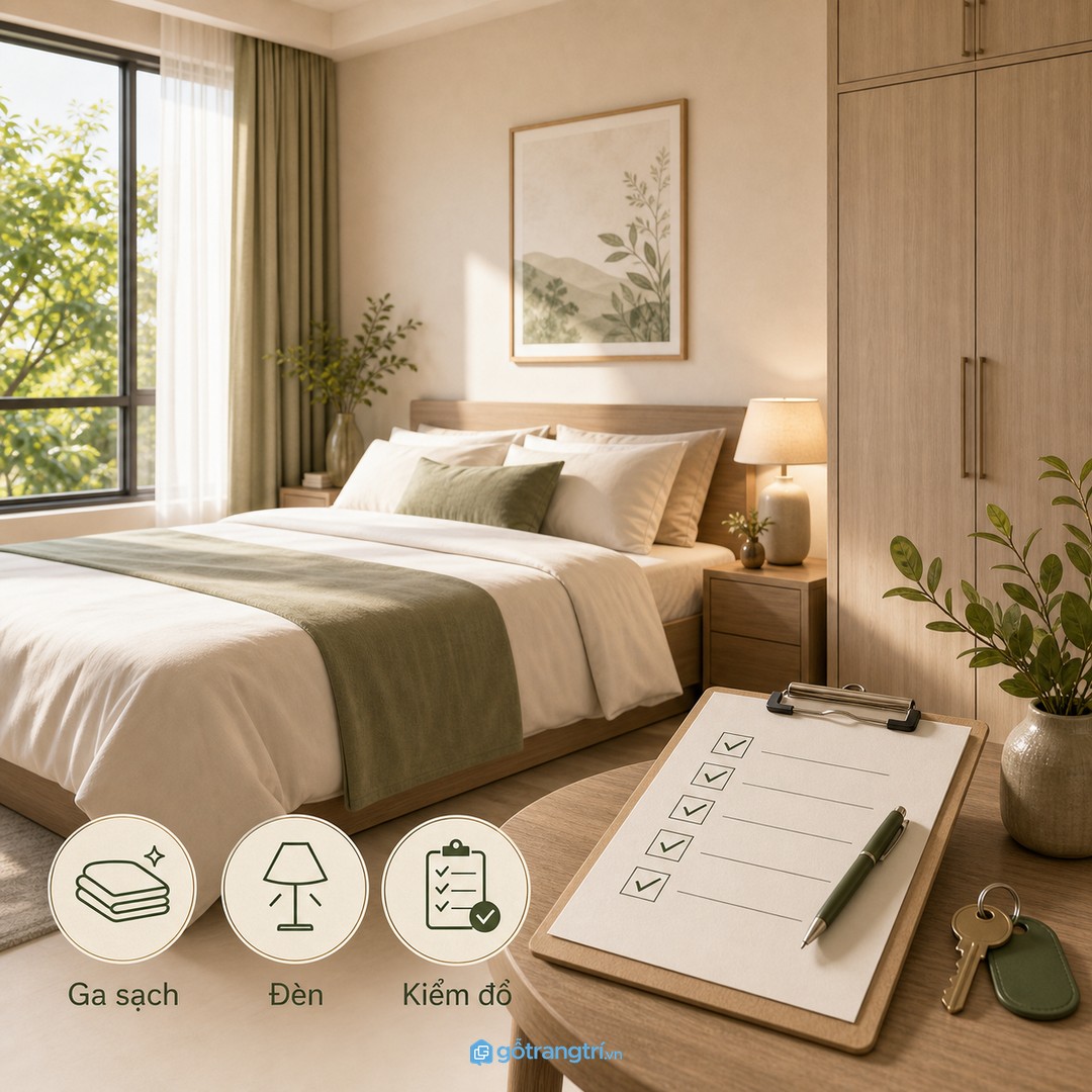 Checklist bàn giao giúp phòng ngủ căn hộ cho thuê giữ tiêu chuẩn qua nhiều lượt sử dụng
