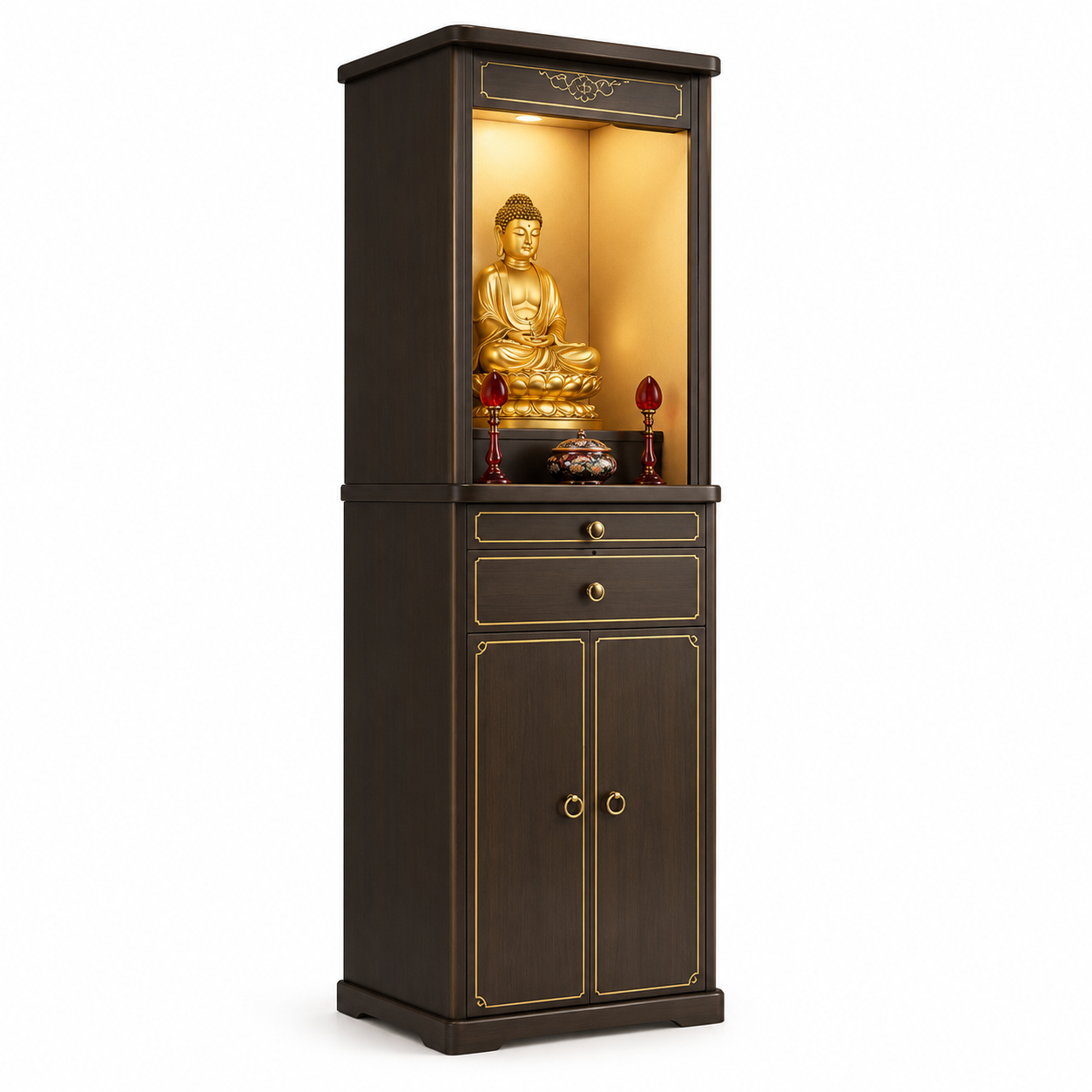Tủ thờ chung cư hiện đại giữ góc thờ trang nghiêm nhưng không làm phòng khách nặng