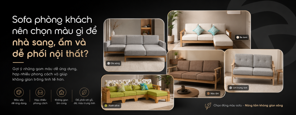 Sofa phòng khách nên chọn màu gì để nhà sang, ấm và dễ phối nội thất?