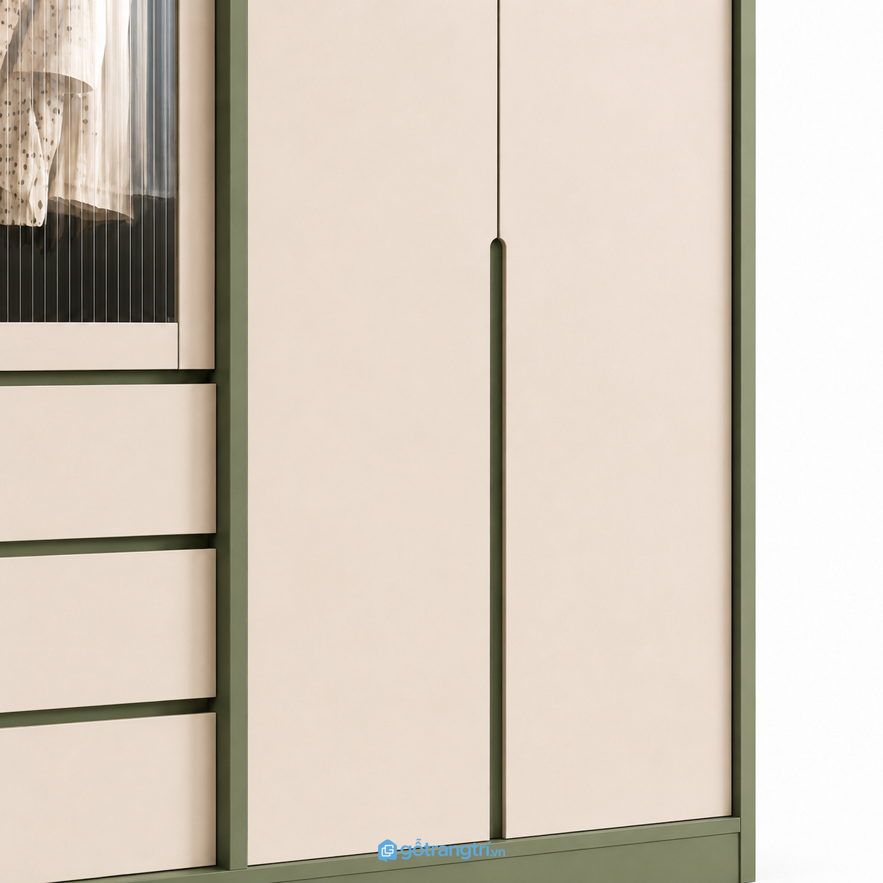 Tủ quần áo màu xanh rêu 4 cánh GHS-5001